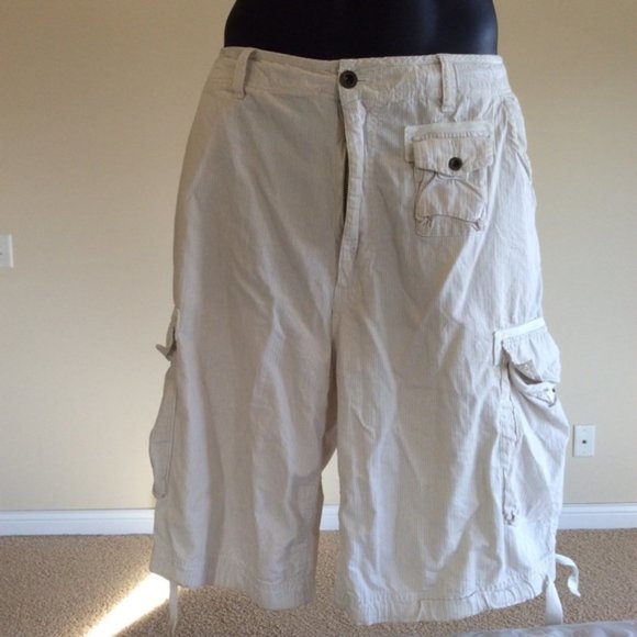 Echo Unlimited Other - Echo Unlimited Shorts 38 Beige with Brown Stripe